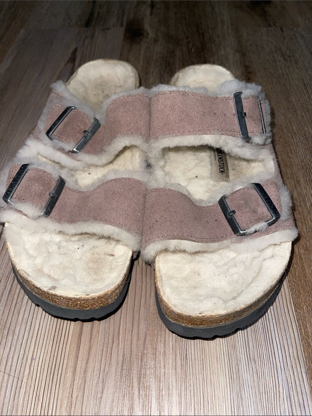 Birkenstock Arizona Shearling sandals suede leather sz 40 - Picture 4 of 6